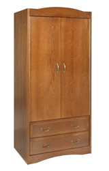 Madison Double Door Wardrobe w\/2 Bottom Drawers, Interior Shelf & Clothes Rod, 30"W, 78"H